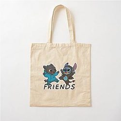Stitch and Toothless are friends Cotton Tote Bag
