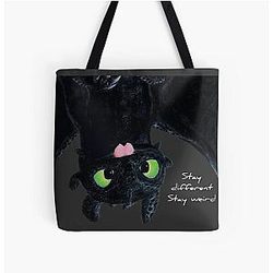 Toothless Upside Down Sticker Tote Bag