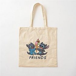 Stitch and Toothless Cute Friends Cotton Tote Bag