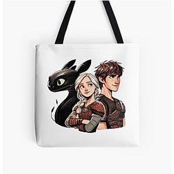 Hiccup, Astrid and Toothless: The Best Trio All Over Print Tote Bag