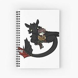 How to Train Your Dragon - Chibi Hiccup and Toothless Fanart Spiral Notebook