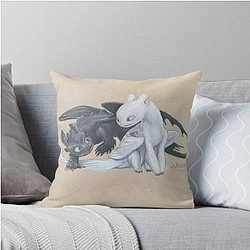 Toothless and Light Fury Throw Pillow