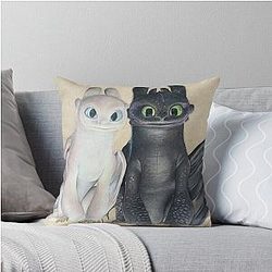 Toothless and his Light Fury Throw Pillow