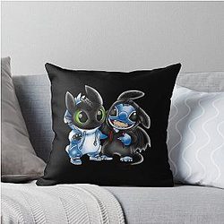 Stitch and Toothless Change Uniform Throw Pillow