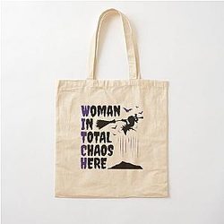 Witch Woman In Halloween Cotton Tote Bag