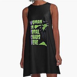 Witch Woman in Total Chaos Halloween A-Line Dress