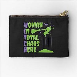 Witch Woman in Total Chaos Halloween Zipper Pouch