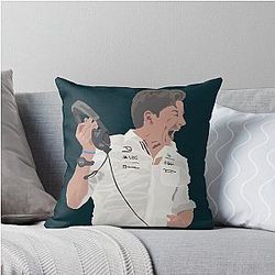 Toto Wolff angry at Verstappen as Lewis Hamilton crashes into the back Throw Pillow
