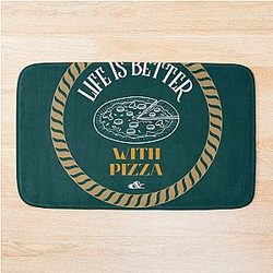 Life Is Better With Pizza Trainspotting Bath Mat