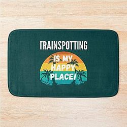 Trainspotting Is My Happy Place Vintage Retro Design Bath Mat