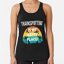 Trainspotting Is My Happy Place Retro Design Racerback Tank Top