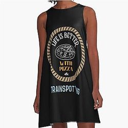 Life is better with pizza and trainspotting a line dress