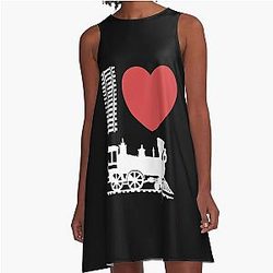 I Love Train Trainspotter Lover A-Line Dress