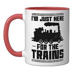 Steam Train Driver Locomotive Vintage Ceramic Mug, Red/White