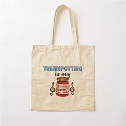 Trainspotting is my jam cotton tote