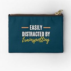 Easily Distracted by Trainspotting Perfect Gift for Hobbyists Zipper Pouch