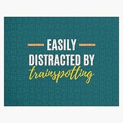 Easily Distracted by Trainspotting Perfect Gift for Hobbies Jigsaw Puzzle