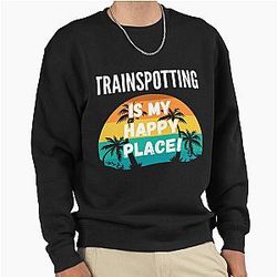 Trainspotting is my happy place Vintage Retro Sunset Design Pullover Sweatshirt