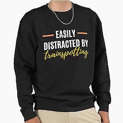 Easily Distracted by Trainspotting Perfect Gift for Hobbies Pullover Hoodie