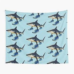 Tapestry Shark in Blue Shoes Watercolor Cutout