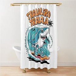 Shark Surf Italian Brainrot Meme Shower Curtain
