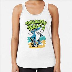 Tralala Shark Sneakers Italian Brainrot Meme Racerback Tank Top
