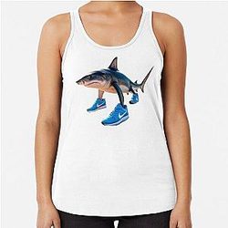 Tralala Realistic Shark Cartoon Design for T-Shirts Racerback Tank Top