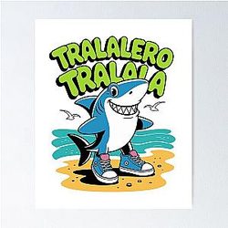 Tralala Shark Sneakers Italian Brainrot Meme Poster