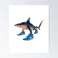 Tralalerio Realistic Shark Cartoon Design for T-Shirts & More Poster