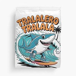 Shark Surf Italian Meme Duvet Cover