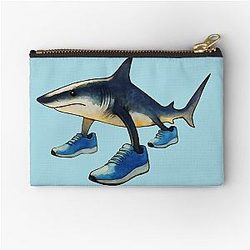 Tralala Shark in Blue Shoes Watercolor Cutout Zipper Pouch