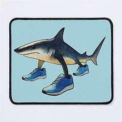 Tralala Shark in Blue Shoes Watercolor Cutout Mouse Pad