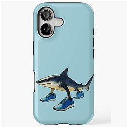 Shark in Blue Shoes Watercolor Cutout Tough Case