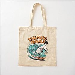 Tralala Shark Surf Italian Brainrot Meme Cotton Tote Bag