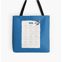 Tralala brainrot shark 2026 Calendar All Over Print Tote Bag