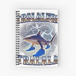 Tralala Funny Meme Shark Retro Bootleg Spiral Notebook