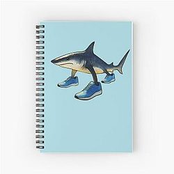 Shark in Blue Shoes Watercolor Cutout Spiral Notebook