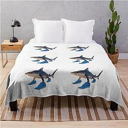 Tralala Italian Brainrot - shark in shoes meme Throw Blanket