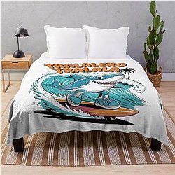 Tralala Shark Surf Italian Brainrot Meme Throw Blanket