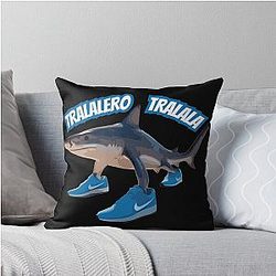 Tralala Viral Brainrot Shark Throw Pillow