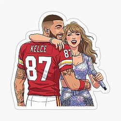 Taylor Swift and Travis Kelce Cartoon Sticker