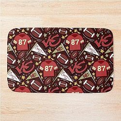 Travis Kelce Chiefs Pattern Dark Red Bath Mat