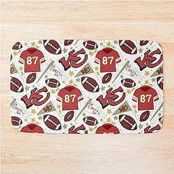 Travis Kelce Chiefs Pattern White Bath Mat