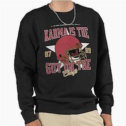 Travis Kelce, Karma Is the Guy on the Chiefs Pullover Sweatshirt