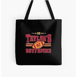 Taylor'S Boyfriend Travis Kelce 90S All Over Print Tote Bag