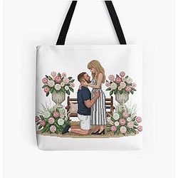 Taylor Swift and Travis Kelce Engagement Over Print Tote Bag