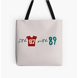 I will clean up the title.

I’ll be 87 you'll be 89 Travis Kelce Taylor Swift All Over Print Tote Bag