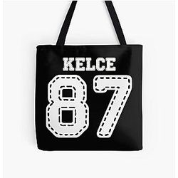 Travis Kelce 87 Football Shirt Classic 90s Graphic Tee KC Chiefs All Over Print Tote Bag