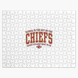 Karma is the guy on the Chiefs Travis Kelce jigsaw puzzle