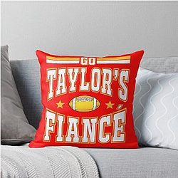 Go Taylor Swifts Fiancé Funny Football Shirt - Travis Kelce Kansas City Game Day Outfit for Fans Throw Pillow